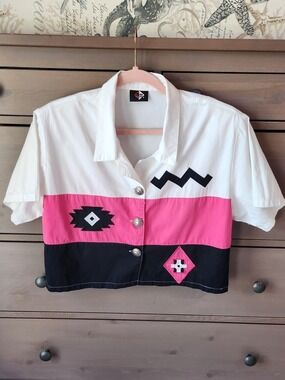 Step out of the 90's in this amazing color blocked top